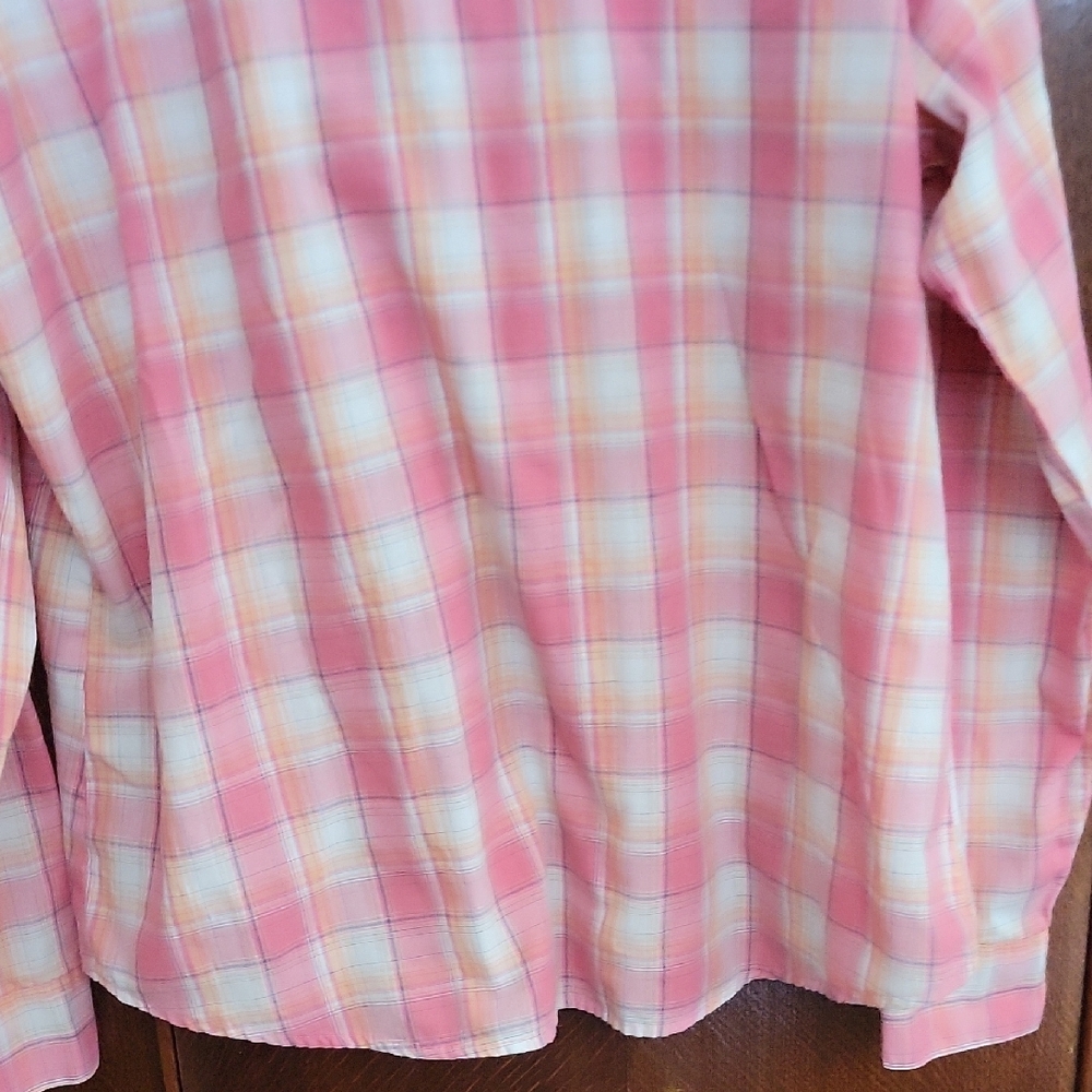 Vintage Wrangler Western Cowgirl Pink Plaid Button-Up Shirt Pearl Buttons - Picture 9 of 10